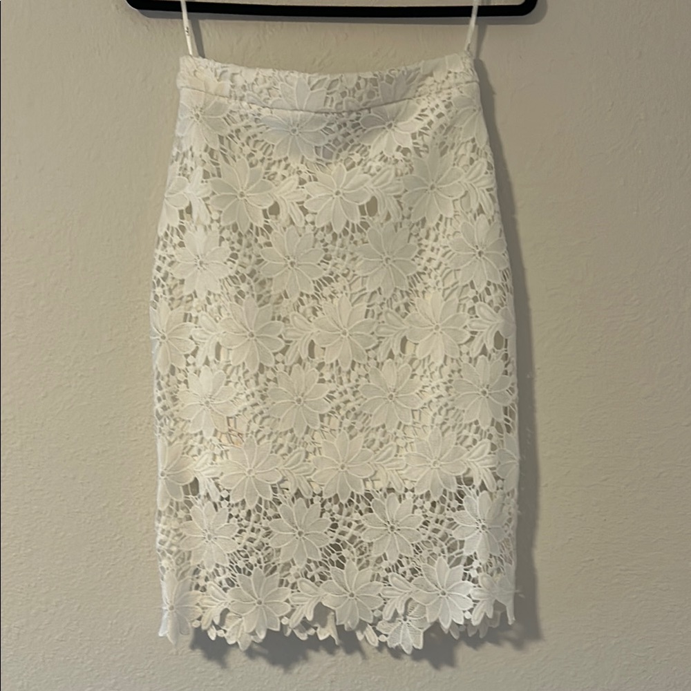 Lulu's Cream Embellished Pencil Skirt Knee-Length